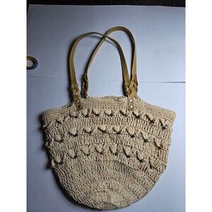 Straw Beaded Tote/Purse With Pockets And Double Handle